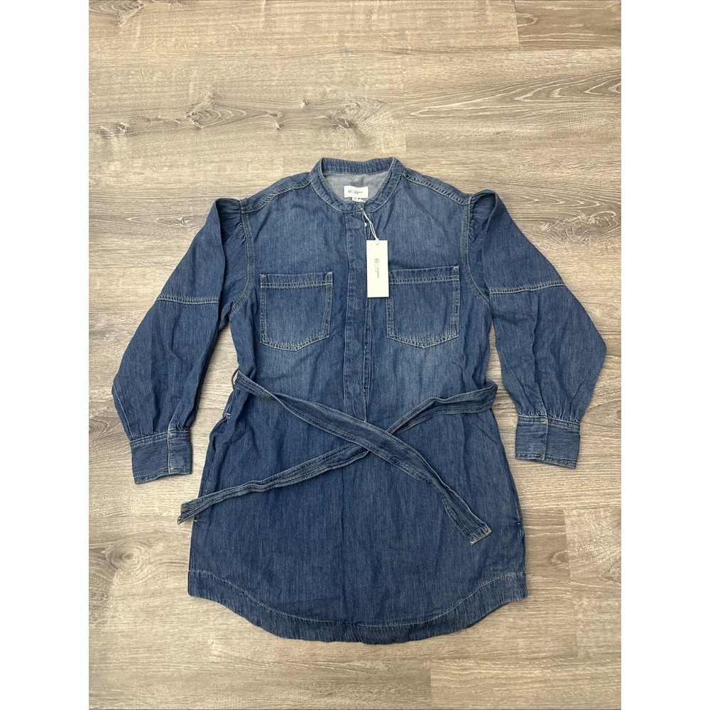 Ag Adriano Goldschmied Poppy Dress Belted Shirtdress Denim Women's Medium